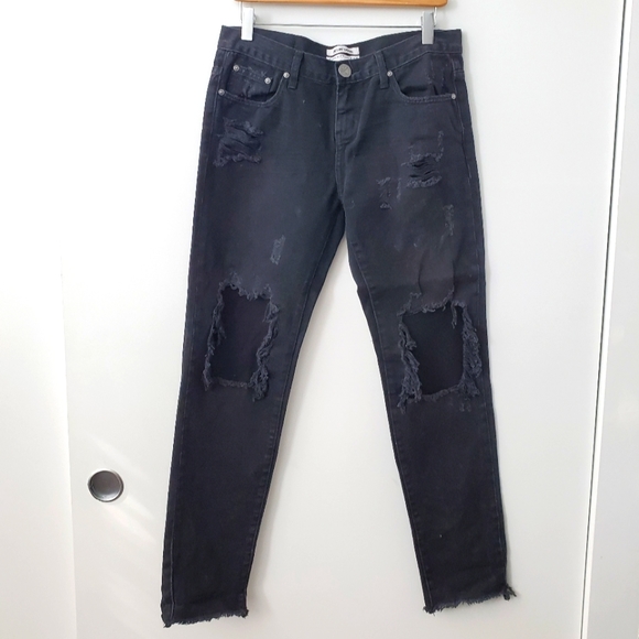 One Teaspoon Denim - One teaspoon black distressed jeans
